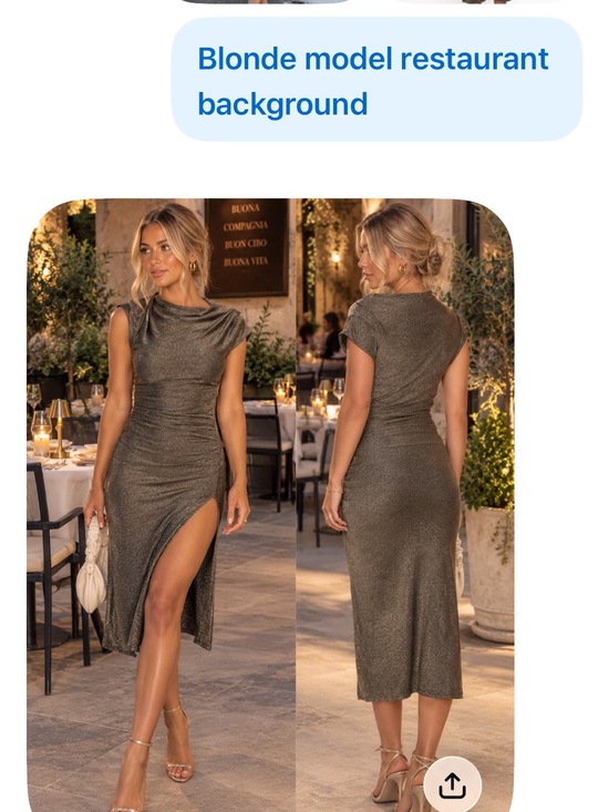 Petal & Pup Dresses & Skirts - Petal & Pup Metallic gold Midi Dress with High Side Slit
